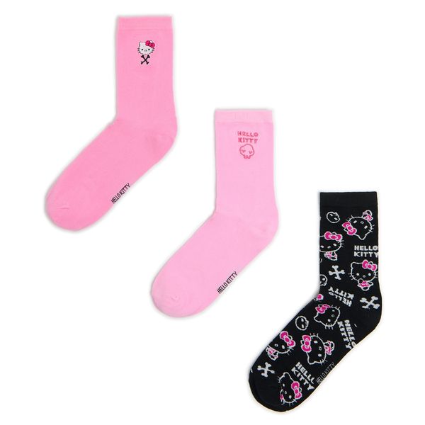 Cropp Cropp - 3-paket čarapa Hello Kitty - ružičasta