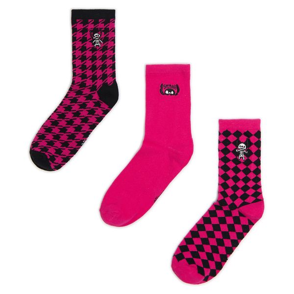 Cropp Cropp - 3-paket čarapa Stich - jarkoružičasto