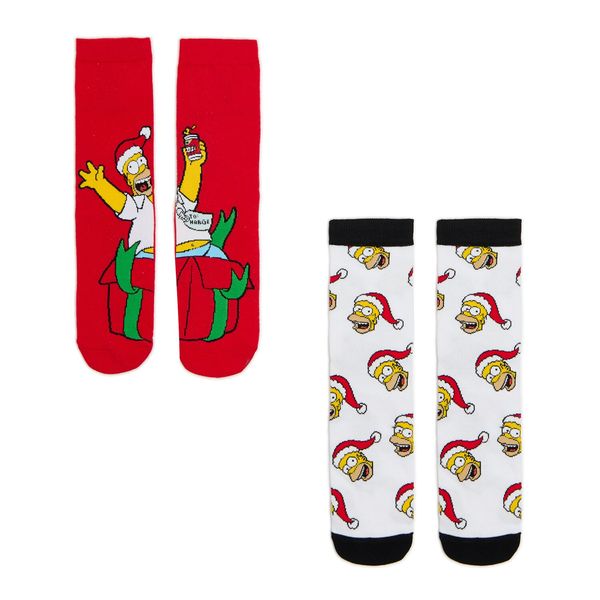 Cropp Cropp - Komplet od 2 para božićnih čarapa The Simpsons - crvena