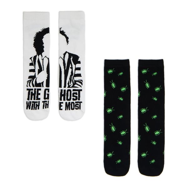 Cropp Cropp - Komplet od 2 para čarapa Beetlejuice - bijela