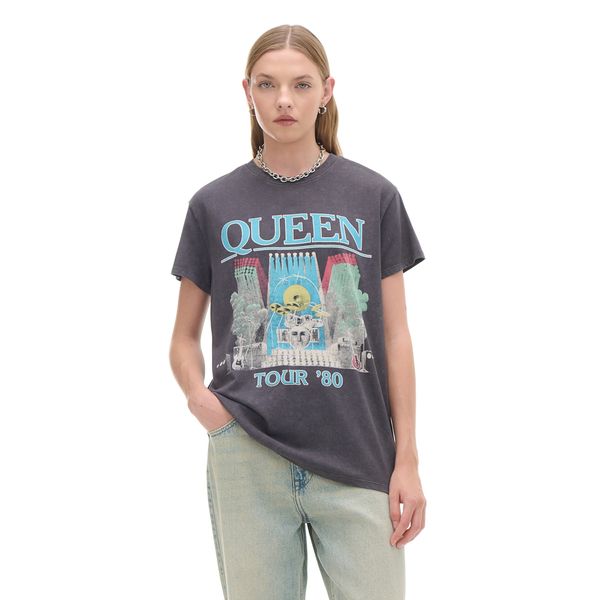 Cropp Cropp - Majica kratkih rukava s printom Queen - svijetlo siva