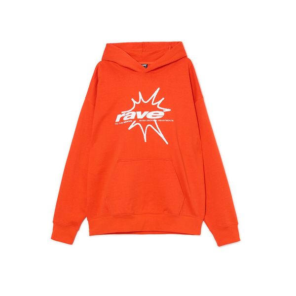 Cropp Cropp - Majica s kapuljačom s printom - boja mandarine