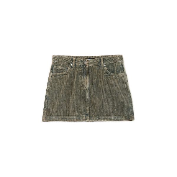 Cropp Cropp - Mini suknja od rebrastog baršuna - prljavozeleno