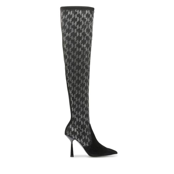 KARL LAGERFELD Čizme preko koljena KARL LAGERFELD KL31386 Black PU w/Silver