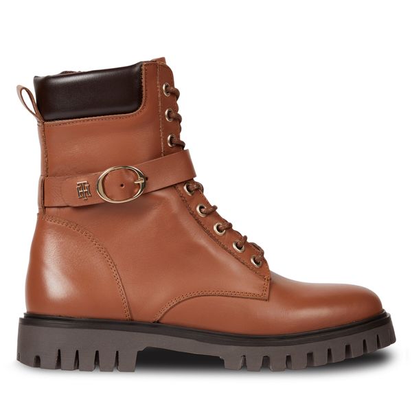 Tommy Hilfiger Čizme Tommy Hilfiger Buckle Lace Up Boot FW0FW06734 Natural Cognac GTU