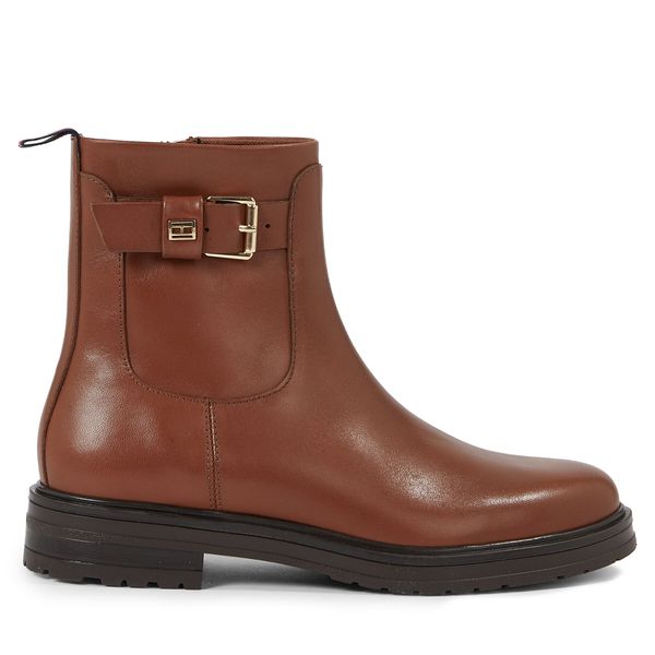Tommy Hilfiger Čizme Tommy Hilfiger Thermo Leather Belt Bootie FW0FW07479 Natural Cognac GTU