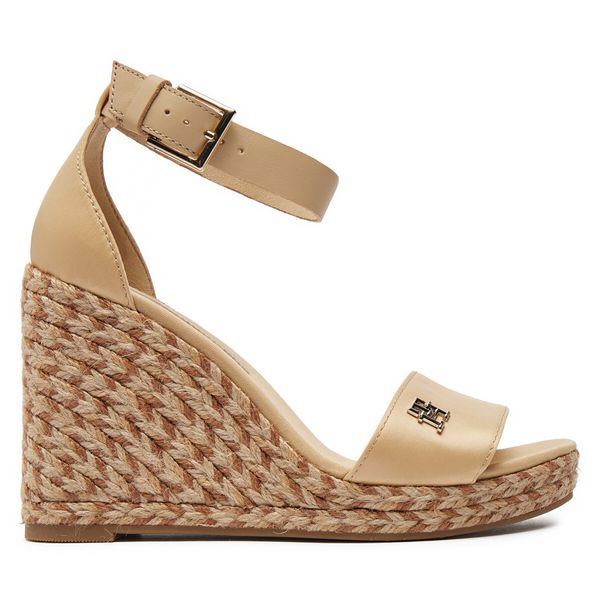 Tommy Hilfiger Espadrile Tommy Hilfiger Colorful High Wedge Satin Sandal FW0FW07914 Harvest Wheat ACR