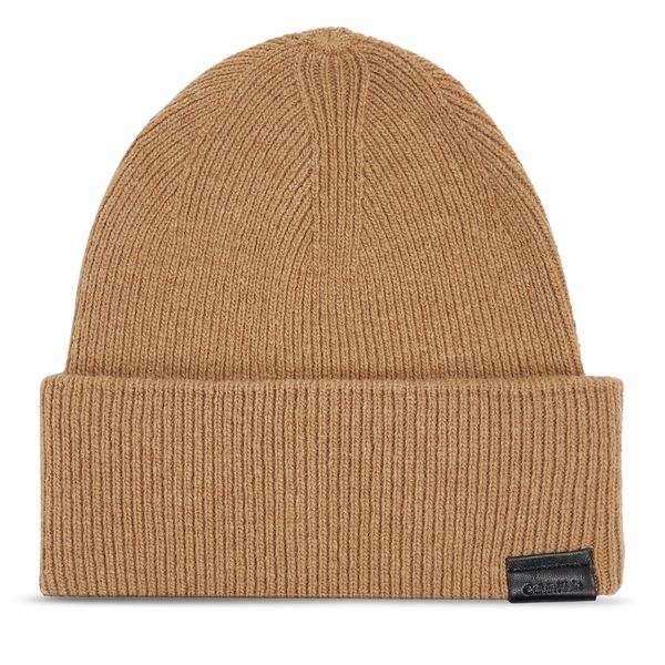 Calvin Klein Kapa Calvin Klein Leather Patch Docker Beanie K50K510978 Natural Khaki RBR