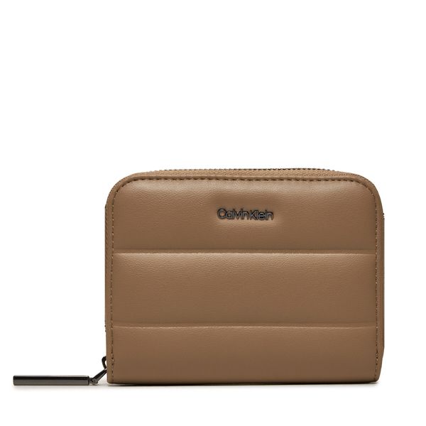 Calvin Klein Mali ženski novčanik Calvin Klein Line Quilt Medium Zip Around K60K612201 Smeđa