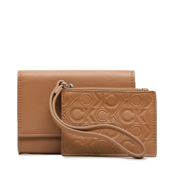 Calvin Klein Mali ženski novčanik Calvin Klein Re-Lock Bifold & Cardholder Sm K60K611092 Brown Sugar GQ4