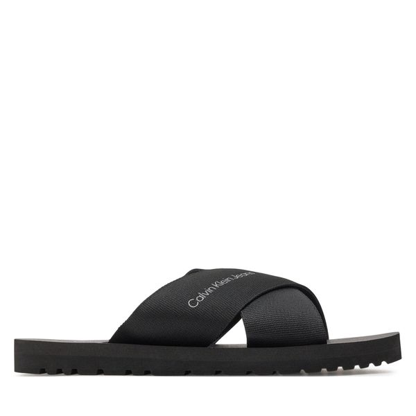 Calvin Klein Jeans Natikače Calvin Klein Jeans Cross Sandal Slipon Rp In Btw YM0YM00942 Triple Black 0GT
