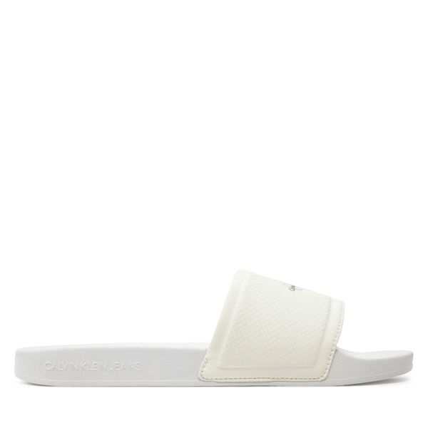 Calvin Klein Jeans Natikače Calvin Klein Jeans Slide Institutional Metallic YM0YM01018 Bijela
