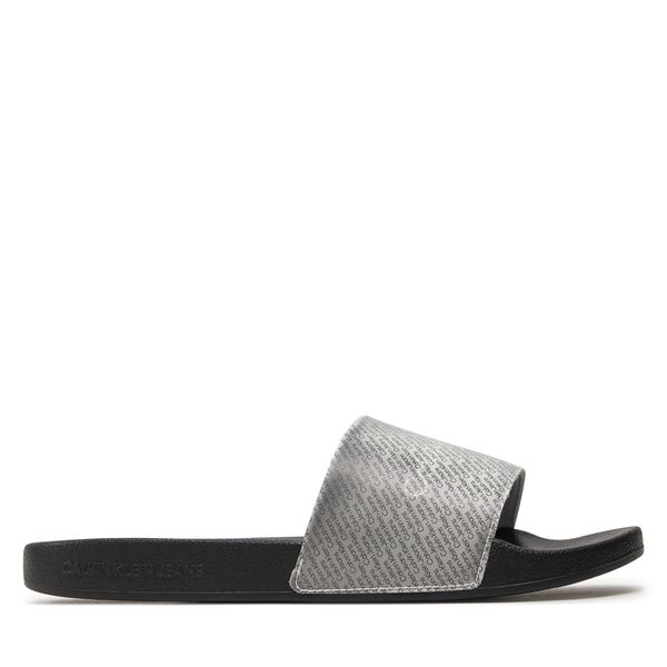 Calvin Klein Jeans Natikače Calvin Klein Jeans Slide Lenticular Ml Wn YW0YW01403 Black/Silver 0GN
