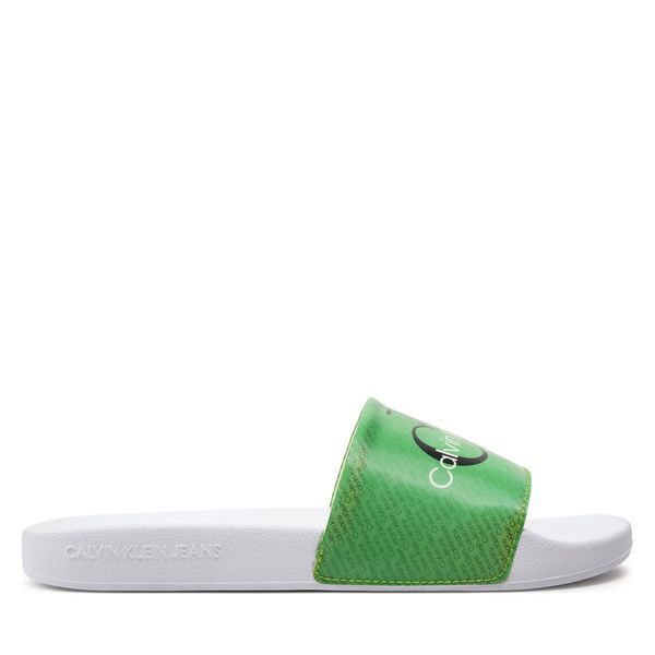Calvin Klein Jeans Natikače Calvin Klein Jeans Slide Lenticular Ml Wn YW0YW01403 Bright White/Icicle/Classic Green 02J