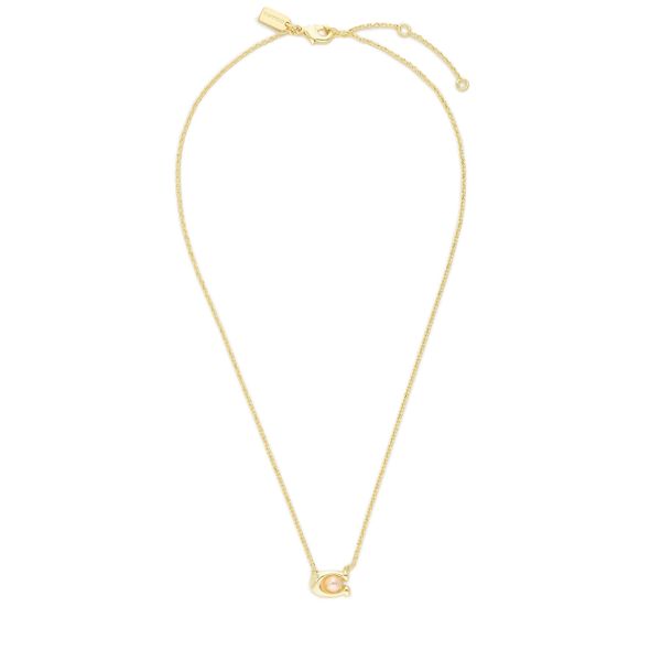 Coach Ogrlica Coach Pearl Signature C Pendant Necklace 37341916GLD651 Zlatna