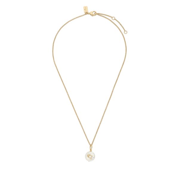 Coach Ogrlica Coach Signature Coin Pearl Pendant Necklace 37440611GLD107 Zlatna