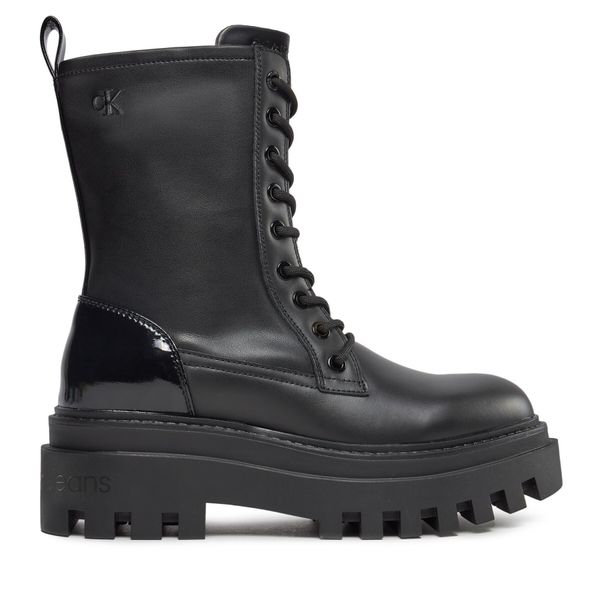 Calvin Klein Jeans Planinarske cipele Calvin Klein Jeans Chunky Boot Laceup Lth Mg Sat YW0YW01285 Triple Black 0GT