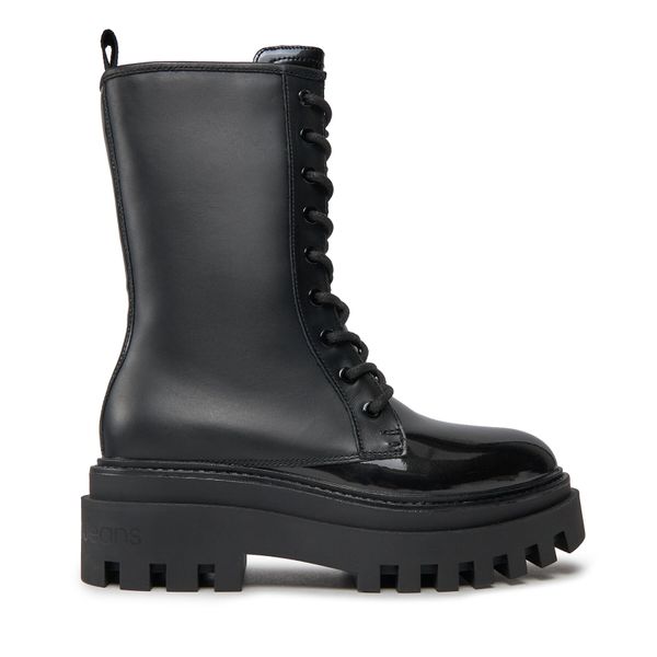Calvin Klein Jeans Planinarske cipele Calvin Klein Jeans Flatform Laceup Boot Patent YW0YW00852 Black BDS