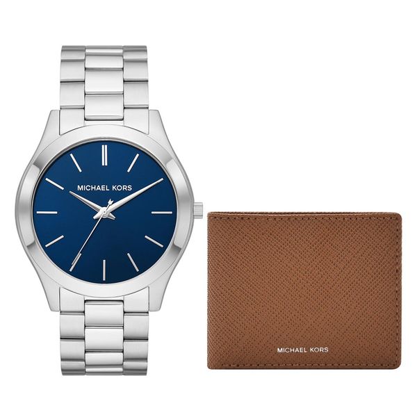 Michael Kors Poklon set Michael Kors Slim Runway Gent MK1060SET Srebrna