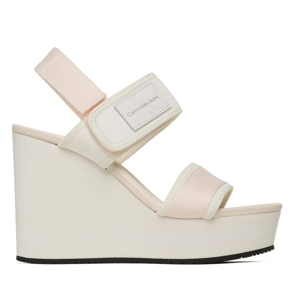 Calvin Klein Jeans Sandale Calvin Klein Jeans Wedge Sandal Badge YW0YW01028 White/Ancient White 0LA