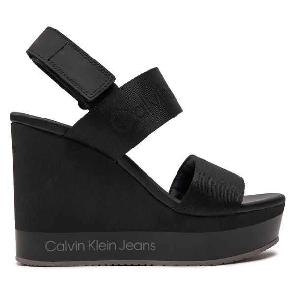 Calvin Klein Jeans Sandale Calvin Klein Jeans Wedge Sandal Webbing In Mr YW0YW01360 Black 0GO