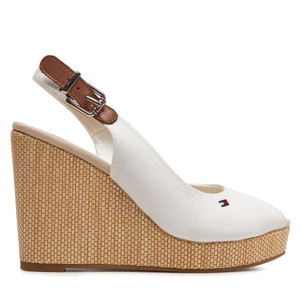 Tommy Hilfiger Sandale Tommy Hilfiger Iconic Elena Sling Back Wedge FW0FW04789 Ecru YBL