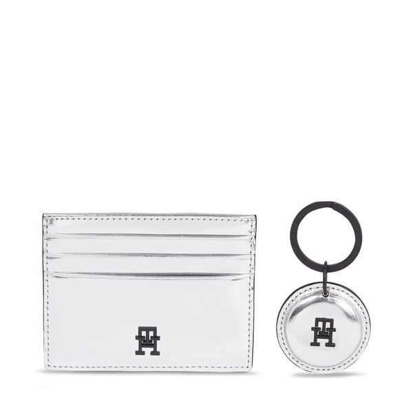 Tommy Hilfiger Set futrole za kartice i privjeska za ključeve Tommy Hilfiger Imd Cc Holder And Key Fob AM0AM11633PE6 Silver PE6