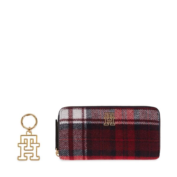 Tommy Hilfiger Set novčanik i privjesak Tommy Hilfiger Large Za W Th Charm Check AW0AW158580GZ Check 0GZ
