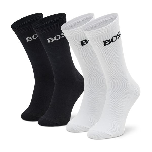 Boss Set od 2 para dječjih visokih čarapa Boss J20341 Black 09B