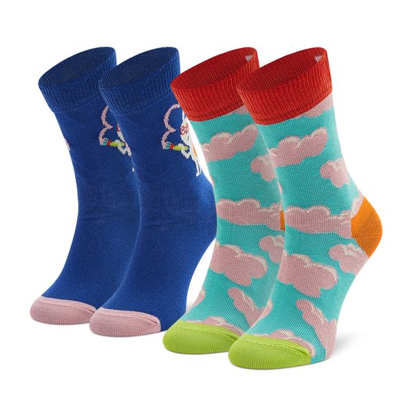 Happy Socks Set od 2 para dječjih visokih čarapa Happy Socks KCLO02-6300 Šarena