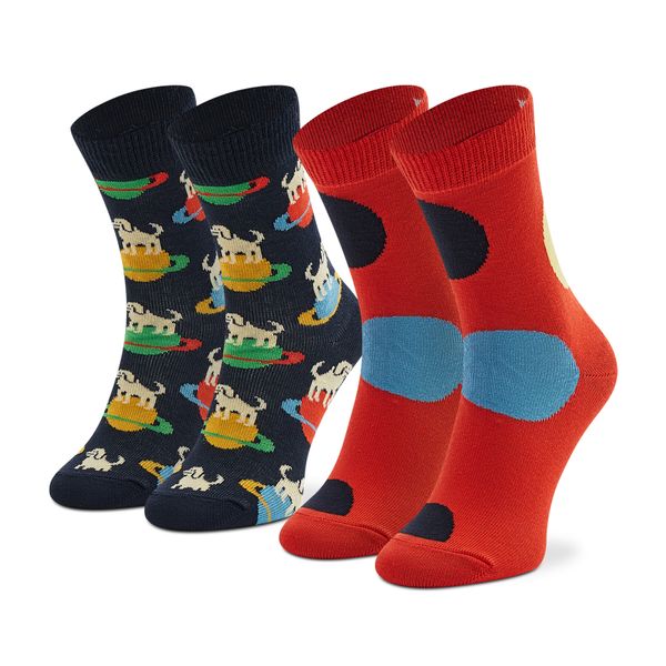 Happy Socks Set od 2 para dječjih visokih čarapa Happy Socks KLAI02-6500 Crvena