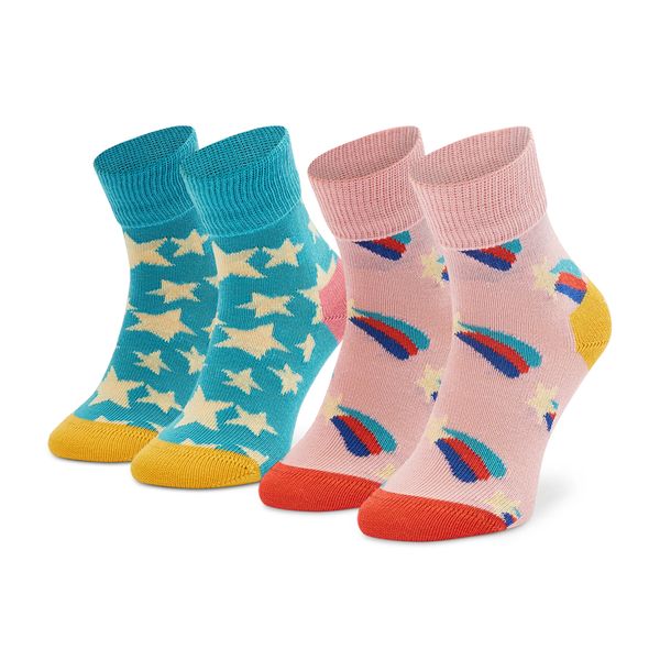 Happy Socks Set od 2 para dječjih visokih čarapa Happy Socks KSST19-6000 Šarena