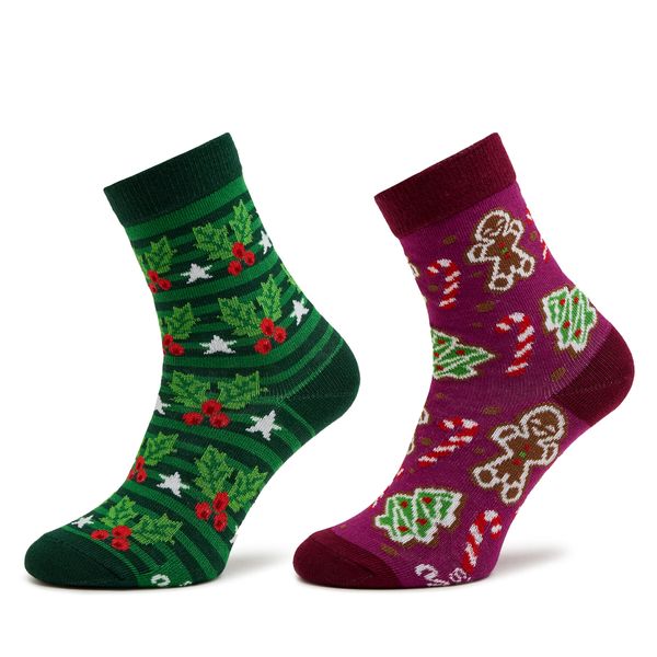 Rainbow Socks Set od 2 para dječjih visokih čarapa Rainbow Socks Xmas Socks Balls Kids Gift Pak 2 Šarena