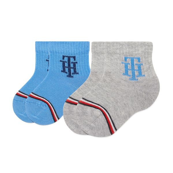 Tommy Hilfiger Set od 2 para dječjih visokih čarapa Tommy Hilfiger 701220276 Blue Combo 003