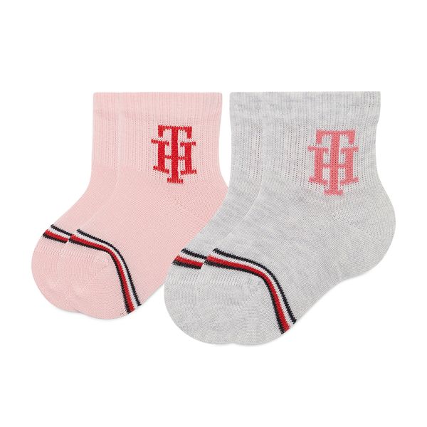Tommy Hilfiger Set od 2 para dječjih visokih čarapa Tommy Hilfiger 701220276 Pink Combo 002