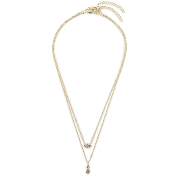 Luv AJ Set od 2 para naušnica Luv AJ Stellar Bezel Charm Necklace Set HOL22-N-SBCN-G Gold