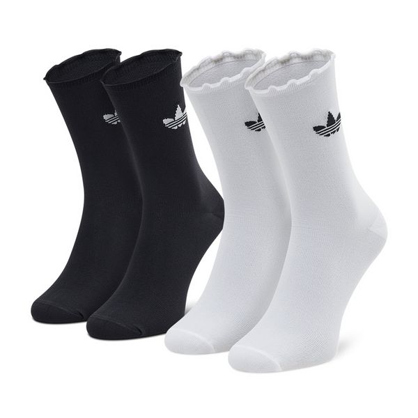 adidas Set od 2 para unisex visokih čarapa adidas Ruffle Crw 2Pp HC9532 Black/White