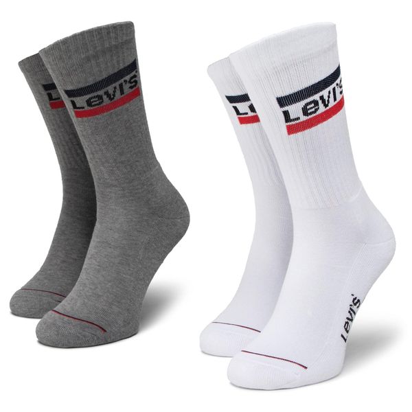 Levi's® Set od 2 para unisex visokih čarapa Levi's® 37157-0151 White/Grey