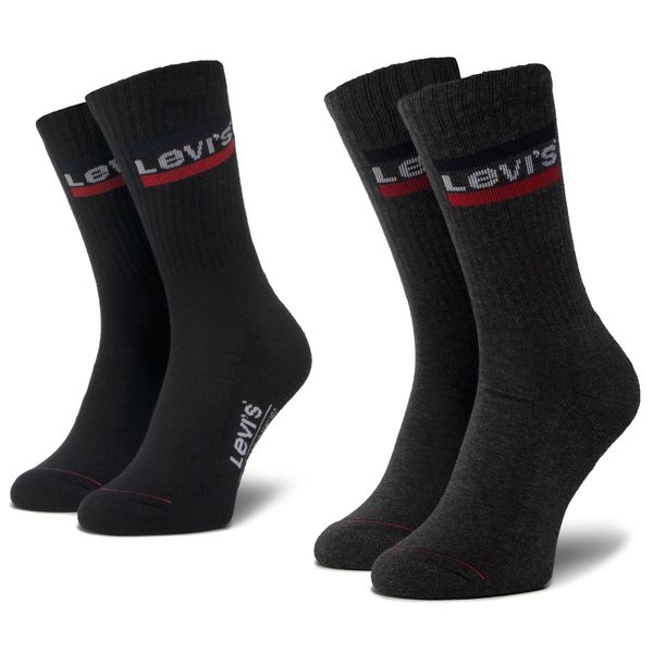 Levi's® Set od 2 para unisex visokih čarapa Levi's® 37157-0153 Mid Grey/Black