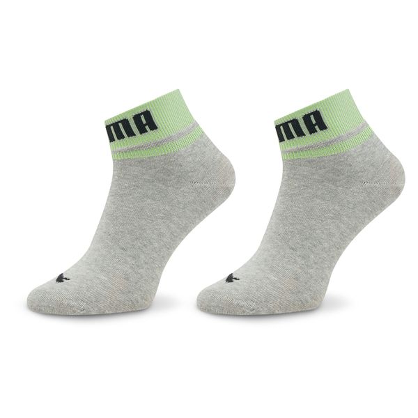 Puma Set od 2 para unisex visokih čarapa Puma Unisex New Heritage Quarter 2P 938021 Grey Melange / Mint 04