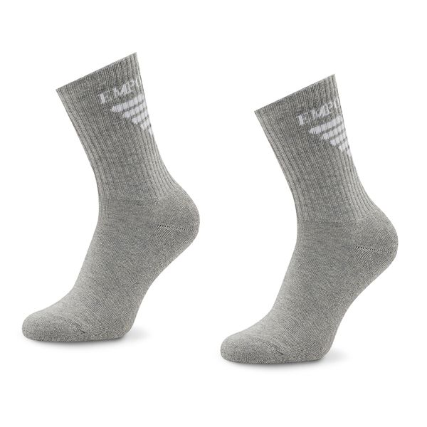 Emporio Armani Set od 2 para ženskih visokih čarapa Emporio Armani 292303 2F258 00047 Melange Pale Grey