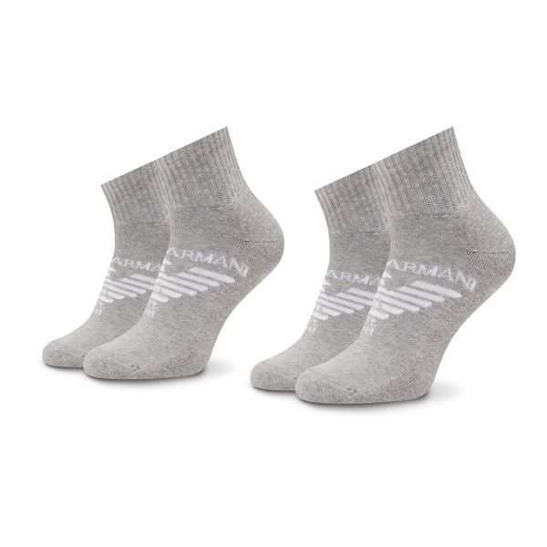 Emporio Armani Set od 2 para ženskih visokih čarapa Emporio Armani 292304 2F258 00047 Grigio Chiaro Melange