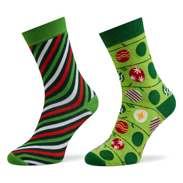 Rainbow Socks Set od 2 para ženskih visokih čarapa Rainbow Socks Xmas Balls Šarena