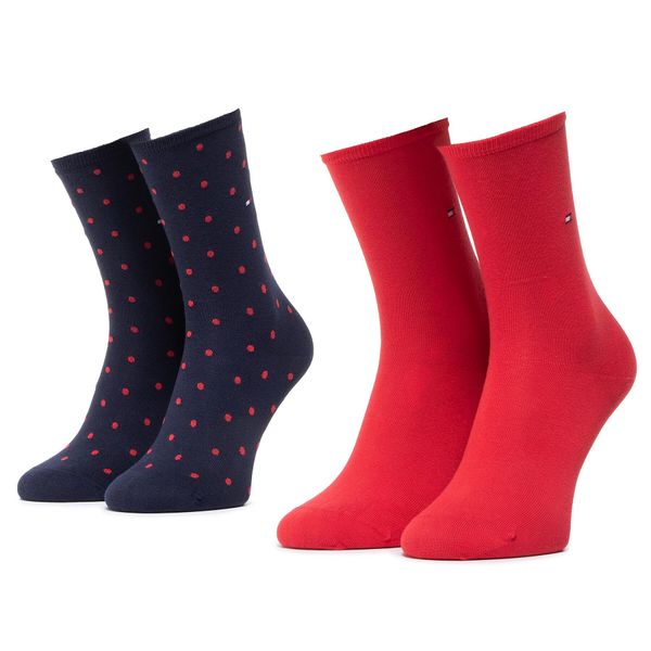 Tommy Hilfiger Set od 2 para ženskih visokih čarapa Tommy Hilfiger 100001493 Red/Navy 035