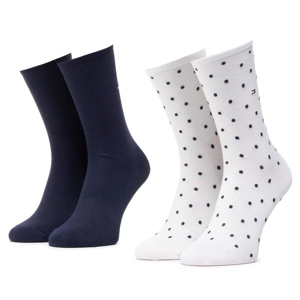 Tommy Hilfiger Set od 2 para ženskih visokih čarapa Tommy Hilfiger 100001493 Tamnoplava