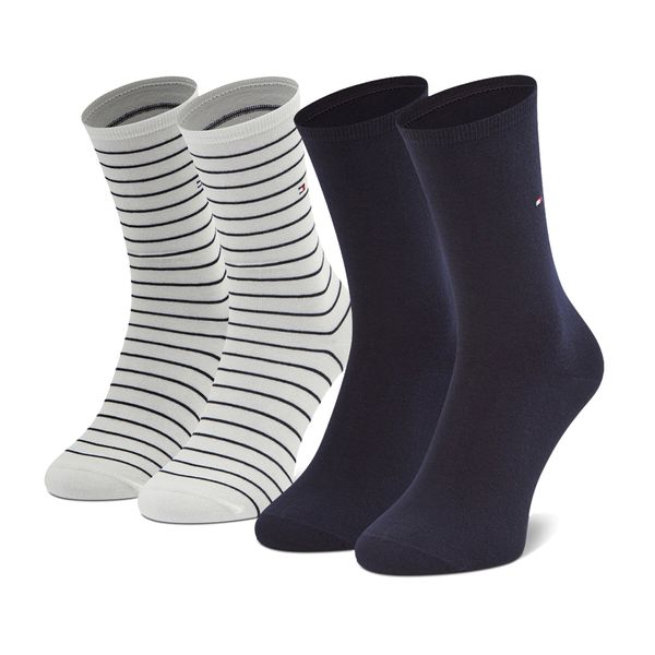 Tommy Hilfiger Set od 2 para ženskih visokih čarapa Tommy Hilfiger 100001494 Off White 002