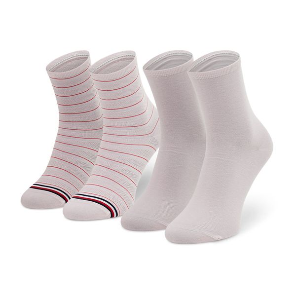 Tommy Hilfiger Set od 2 para ženskih visokih čarapa Tommy Hilfiger 100002817 Ružičasta