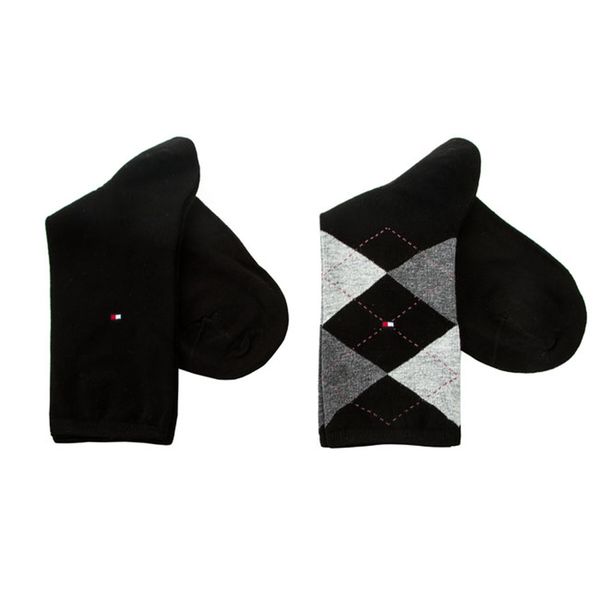 Tommy Hilfiger Set od 2 para ženskih visokih čarapa Tommy Hilfiger 443016001 200 Black 39/42