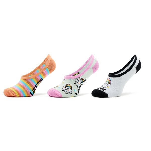 Vans Set od 3 para dječjih niskih čarapa Vans Rainbow Rider Canoodle VN0007B4YB21 White/Black
