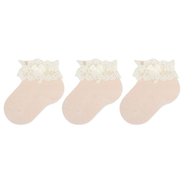 Condor Set od 3 para dječjih visokih čarapa Condor 2.484/4 Nude 0674